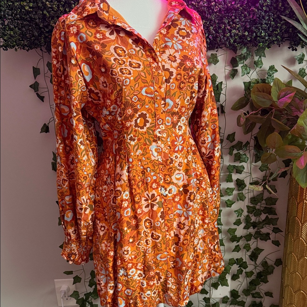 Vibrant Floral Long Sleeve Dress